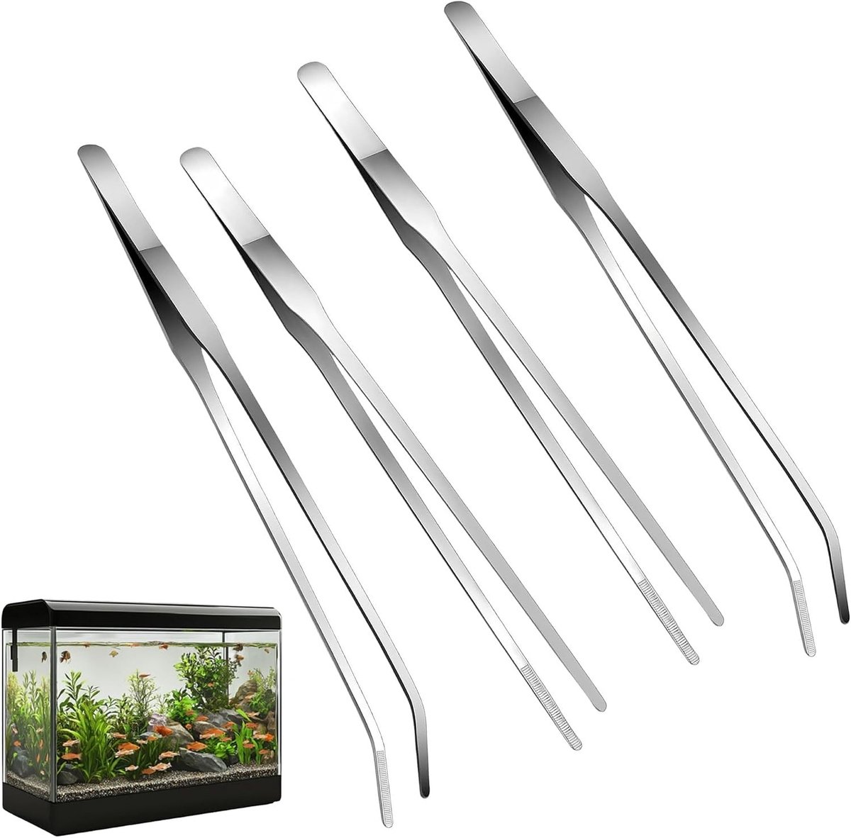 Pincet van 27 cm van roestvrij staal voor het voederen van reptielen, waterplanten en spinnen in aquaria