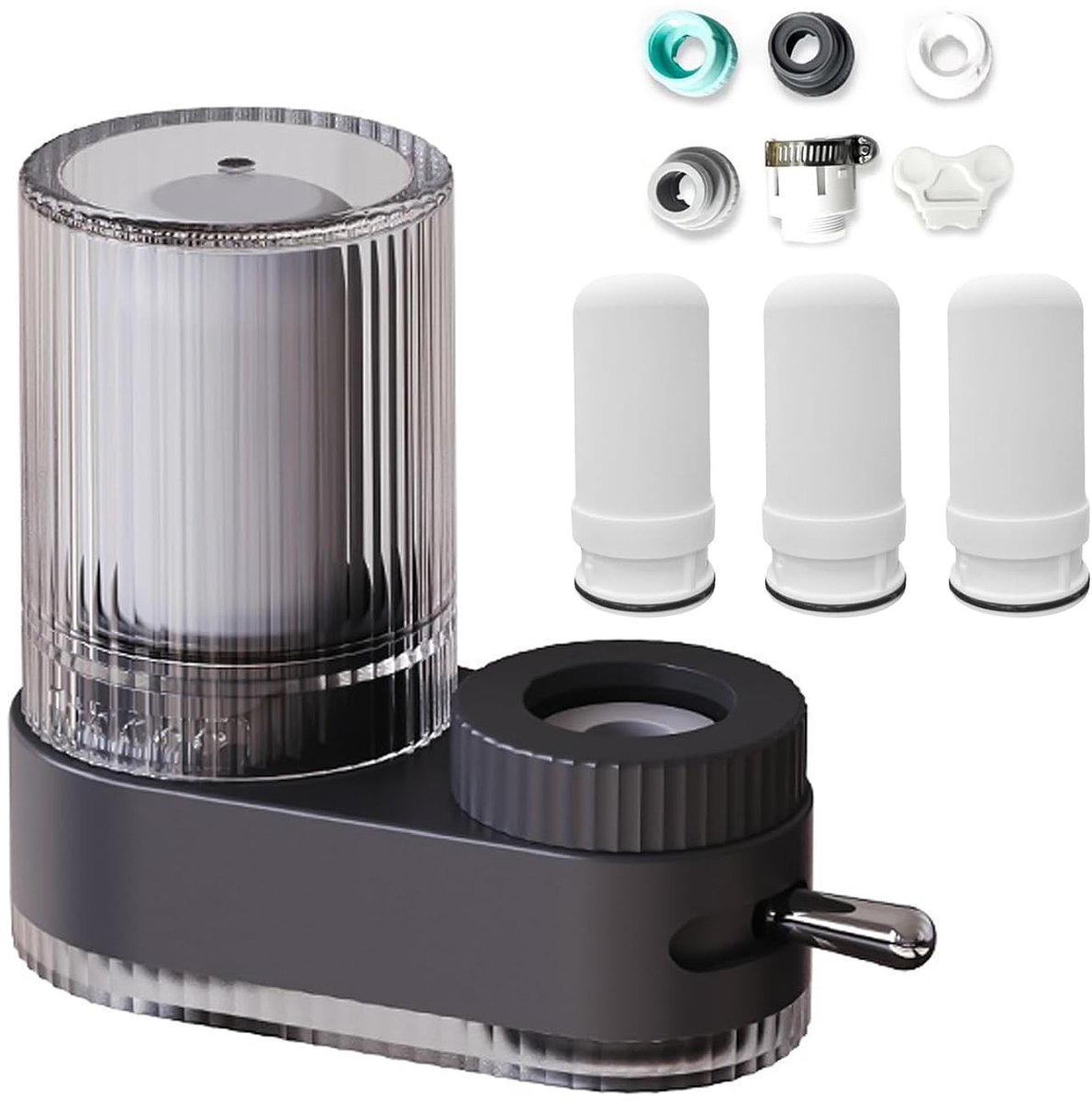 Waterfilter Kraan - Donkergrijs - Met 3 Filters - 7-laags Composietfilter Waterreiniger - Voor Wastafels