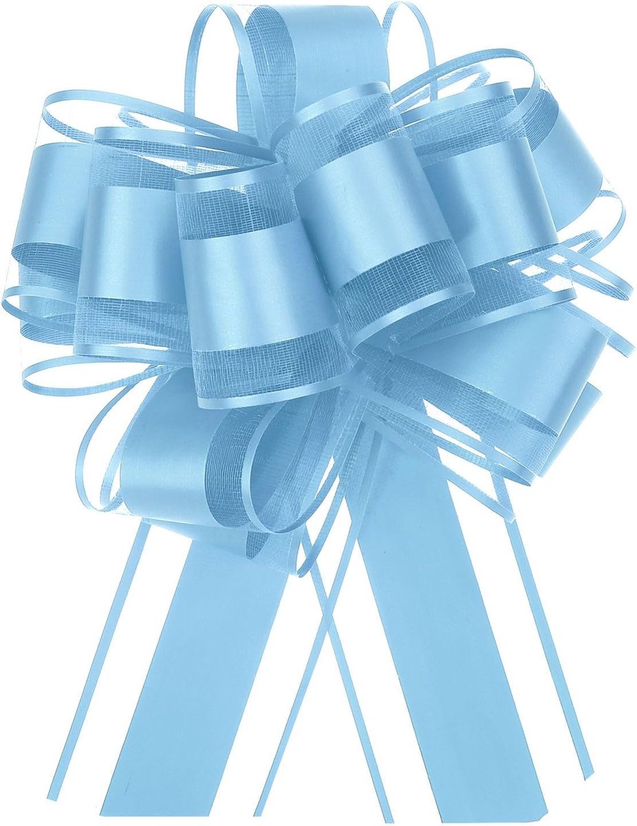 Strikken van organza strik, geschenkverpakking voor manden, auto, bruiloft, geschenken, kerststrik, lichtblauw