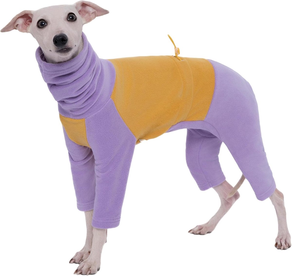 Fleece trui voor Italiaanse windhonden, warme fleece rollijn trui, geruststellende capuchon trui, eendelige trui voor honden, maat XXL