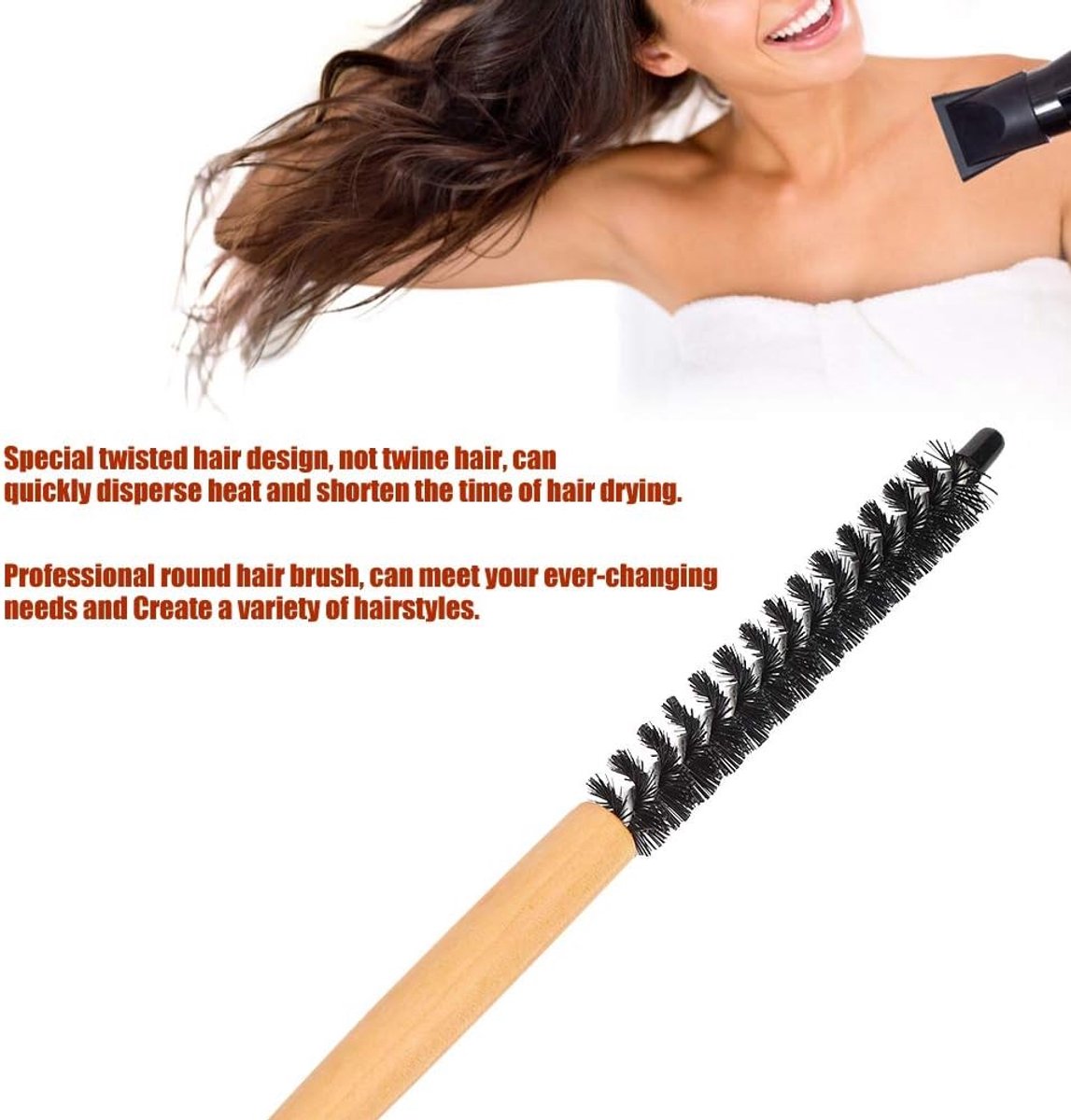 Roller Comb, Mini Round Hairstyle Comb, Hair Curler Brush Best for Thin Hair, Bangs, Beard, Styling, Lifting, Curling (1# 16mm)