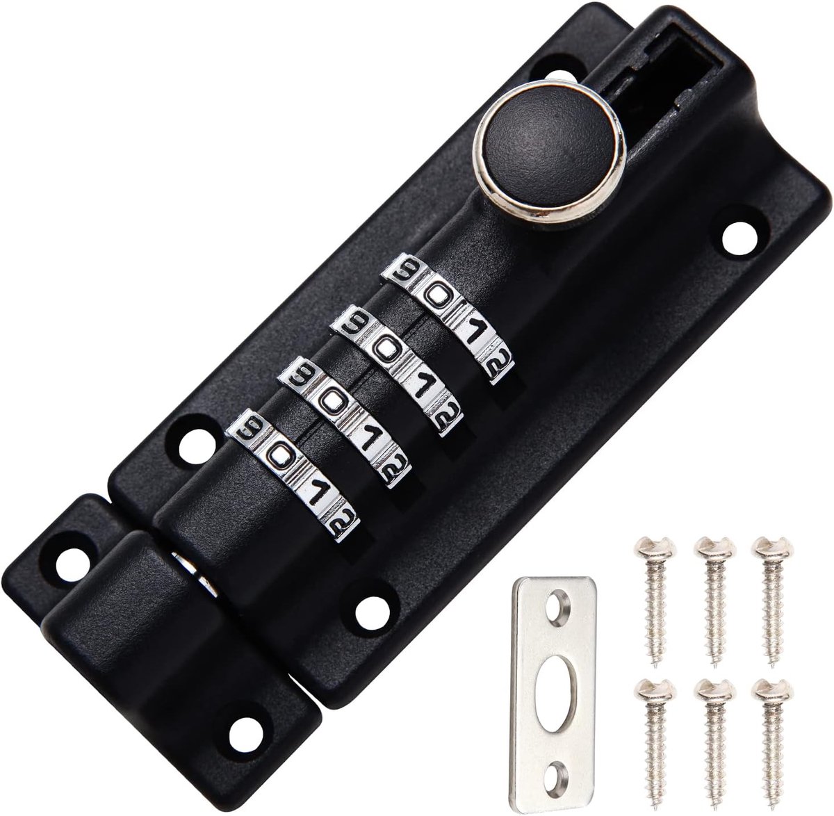 4 Digit Glijdende Afsluitbare Padbout 120mm Op zwaar werk berekende Roestvrij Staal Schuifpoortslot met Anti-Tamper Schroeven Veiligheid Sleutelloze Latch Bolt