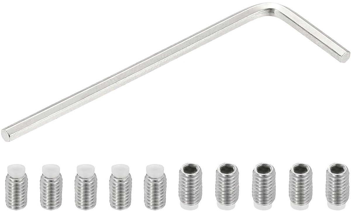 Schroeven zonder kop, nylon punt, M4 x 7 mm, 10 stuks, roestvrij staal, 304, zeskantkop, metrisch, met punt, kop, binnenhuls, antislip, materiaal met zeskantsleutel
