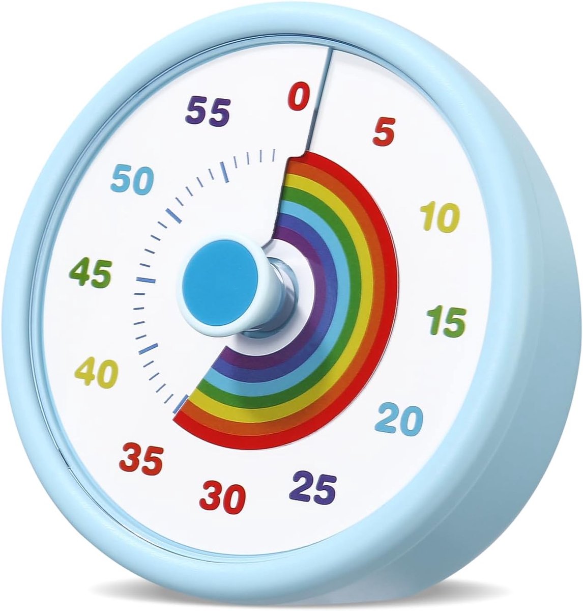 Timer voor kinderen, 60 minuten, countdown-timer met groot scherm, voor kinderen, tandenborsteltimer, stil, regenboog, tijdmanagement, tool voor keuken, klaslokaal, blauw