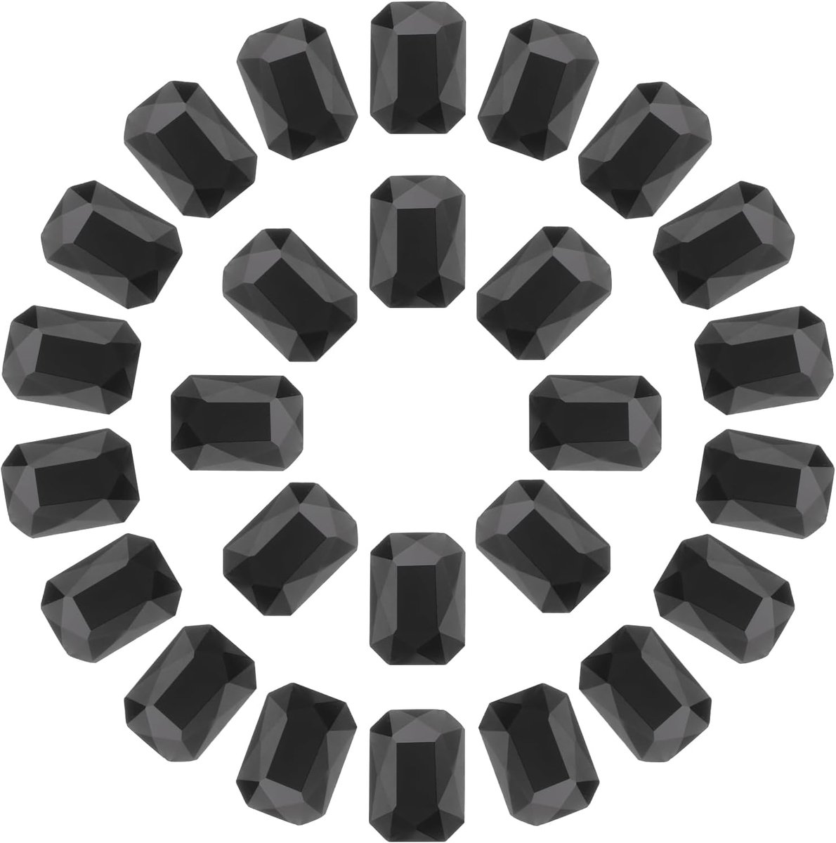 Achthoekige rechthoekige strass-steentjes kristal facet pointback strass-steentjes met zilver gecoate glazen steentjes voor knutselwerk 50 stuks 10 x 14 mm zwart