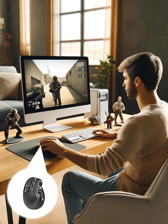 1 set muis anti-slip grip tape voor Logitech MX Vertical, zweetbestendig, eenvoudig te gebruiken, zelfklevend ontwerp, professionele muizen upgrade kit, zwart bedrukt patroon — afbeelding 3