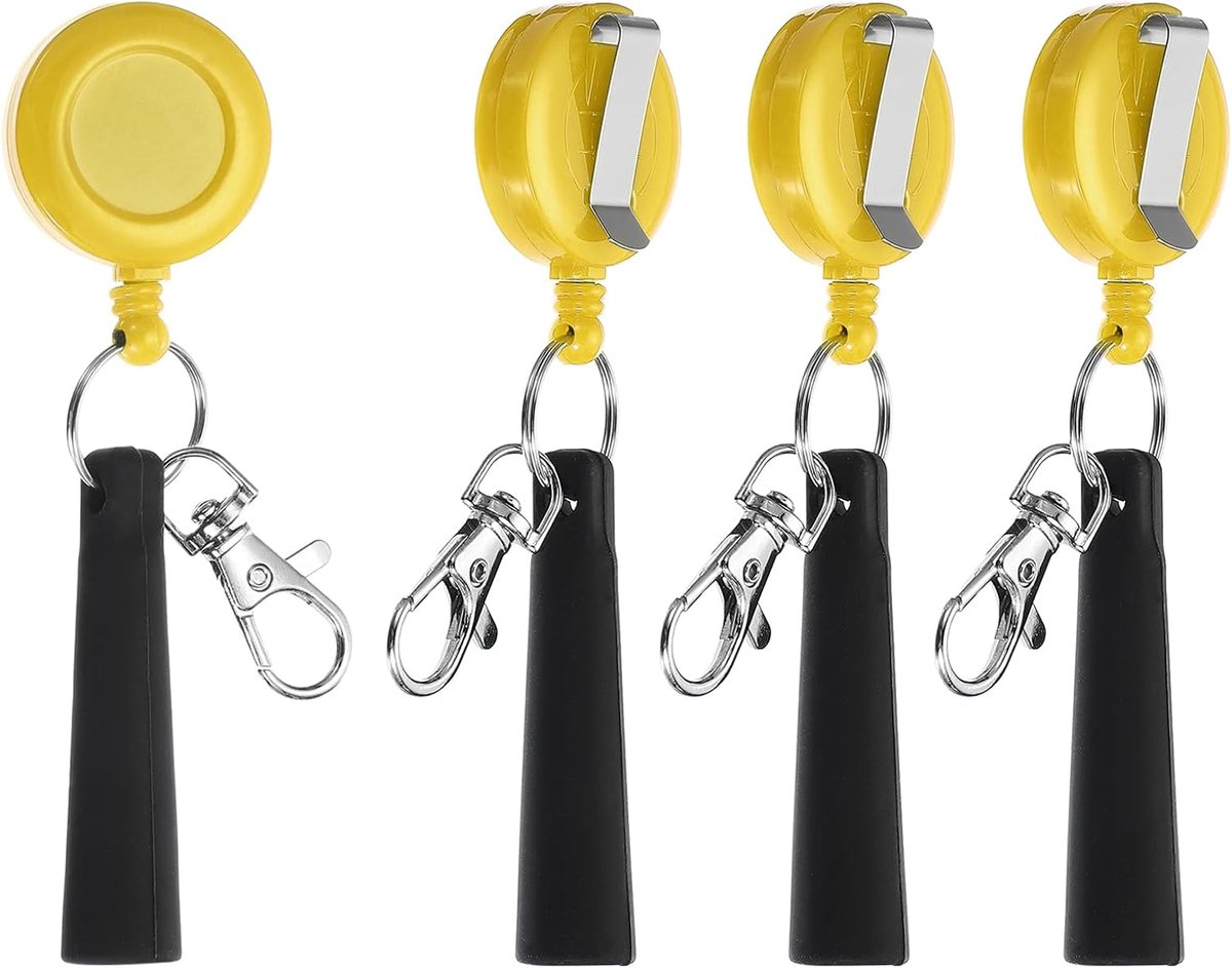Intrekbare penhouder, 4 stuks pull pen potloodhouder elastische siliconen grip potloodhouder voor houtbewerking metselaar markers en timmerman potloden, geel