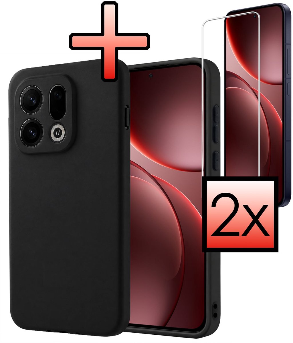 Hoesje - Met 2x Screenprotector - Geschikt voor OPPO Find X9 - Sterk & Shockproof - Back Cover - Siliconen Case - Telefoon Hoes - Zwart