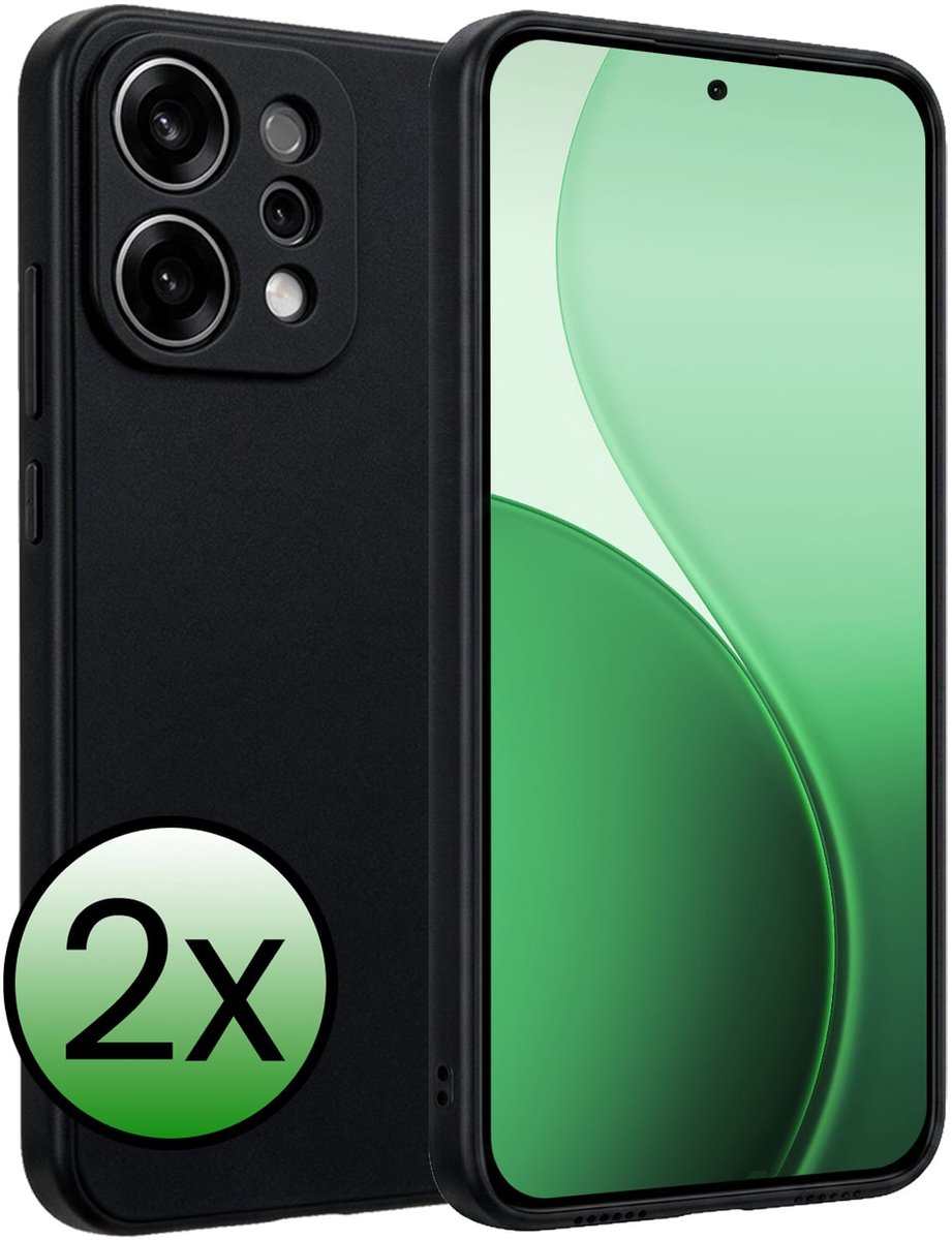 Hoesje 2 Stuks - Geschikt voor Oppo Reno 14 - Sterk & Shockproof - Case Siliconen - Back Cover - Telefoon Hoes - Zwart