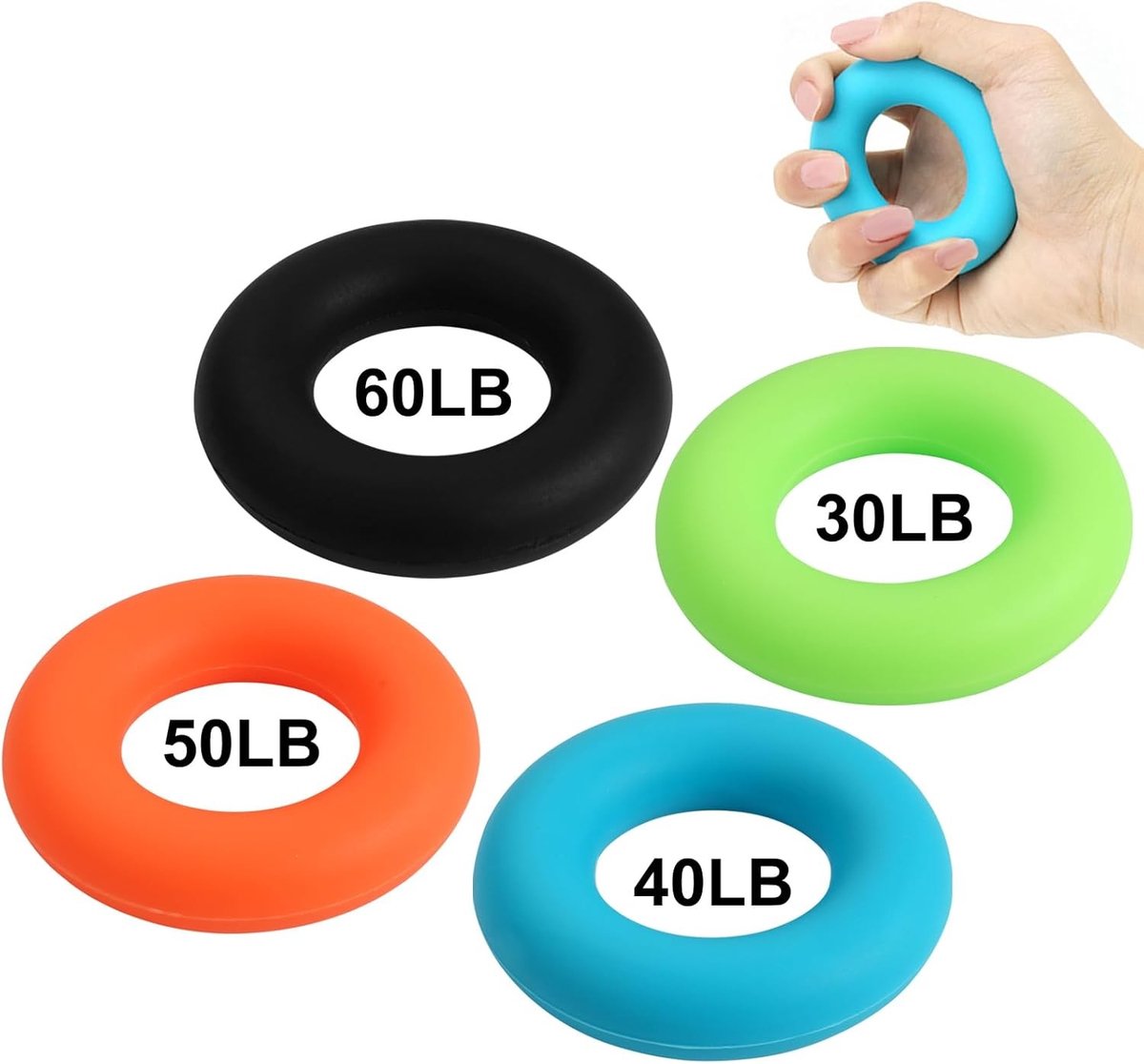 Vingertrainer met Siliconen Ringen voor Spierversterking, Sport, Klimmen en Fitness - Set van 4