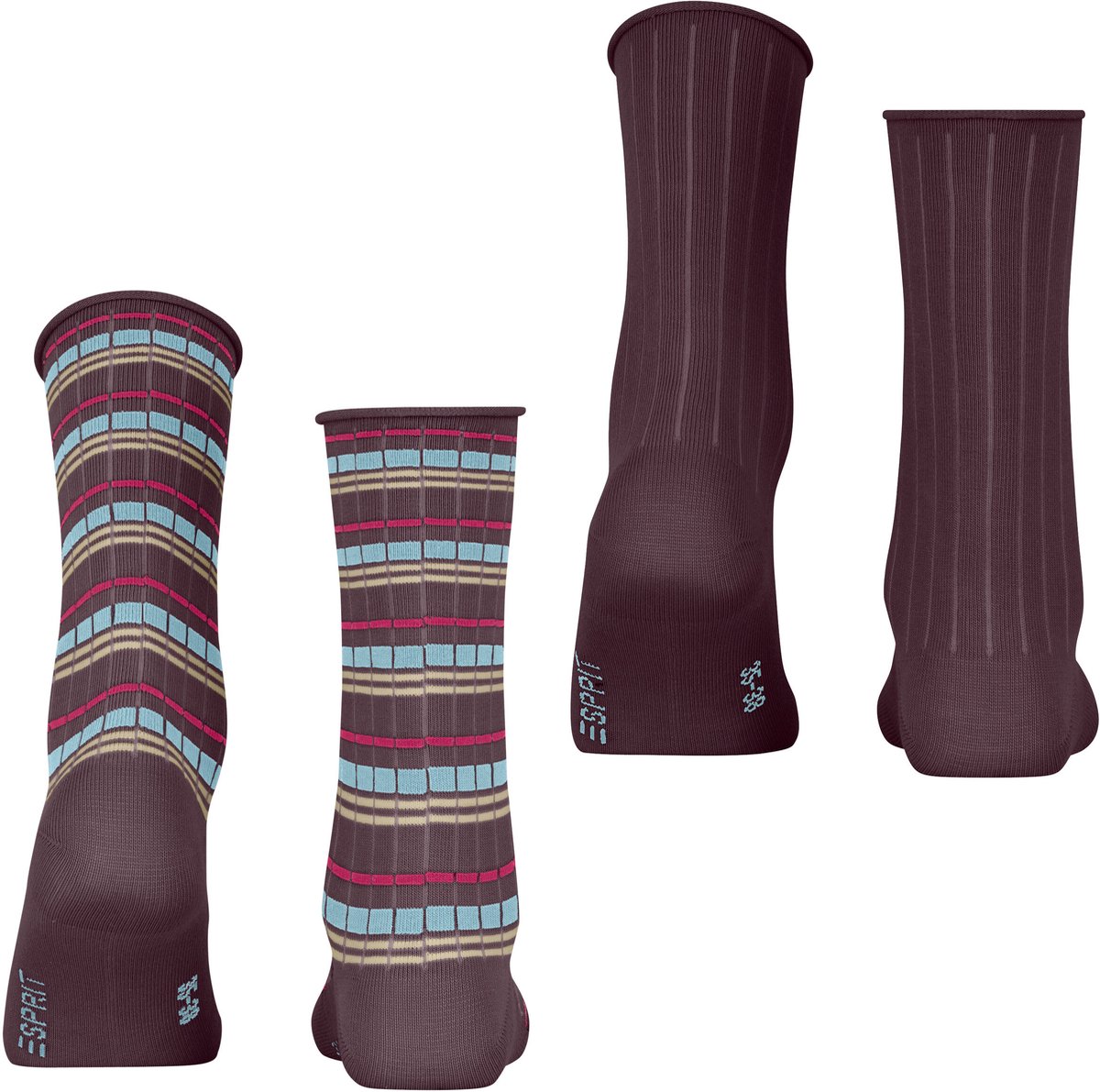 Esprit Metro Lines 2 Pack gedessineerd katoen multipack sokken dames rood - maat 39-42