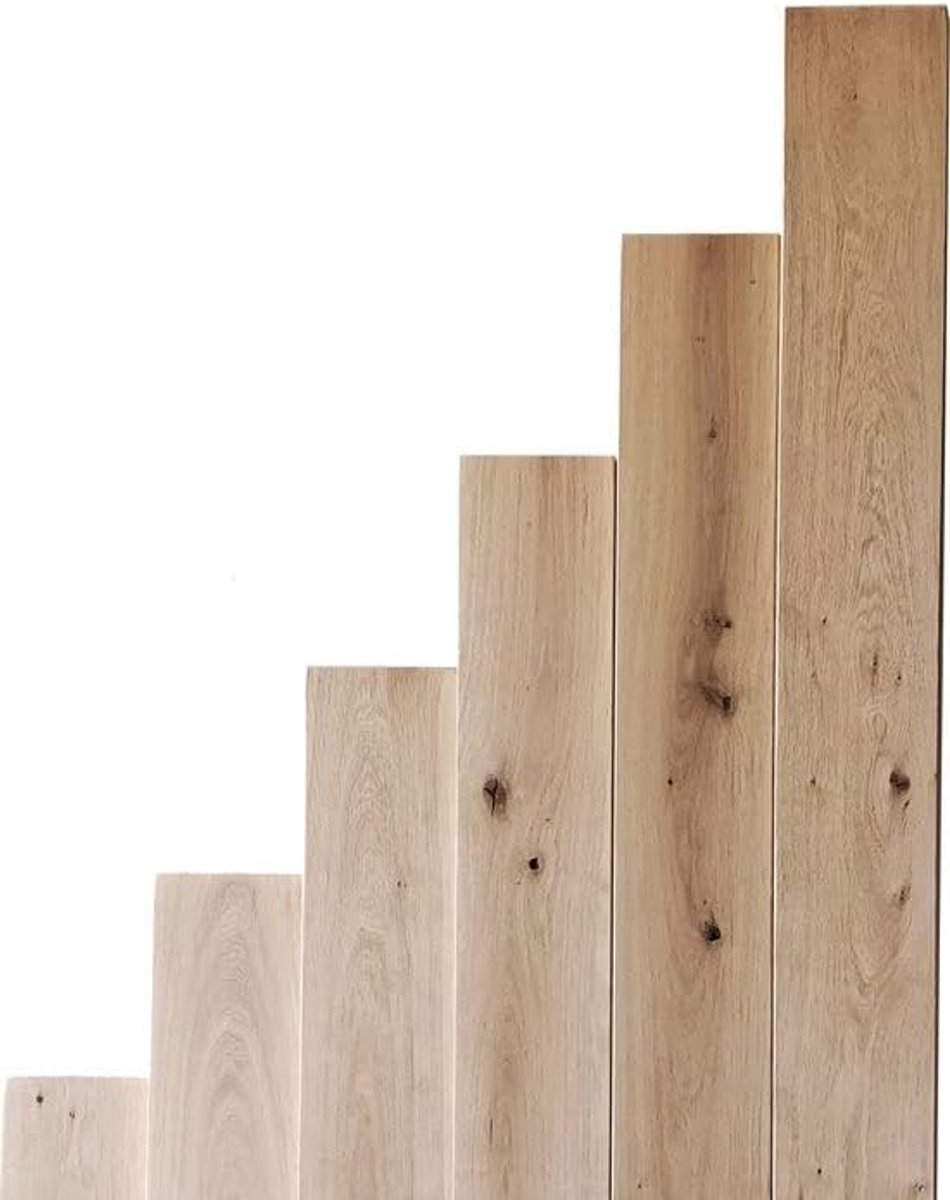 - Set Eiken Wandplanken - Industrieel Wandrek - 50x15 cm - Industriele Plankdragers L-vorm - Staal - Zonder Coating