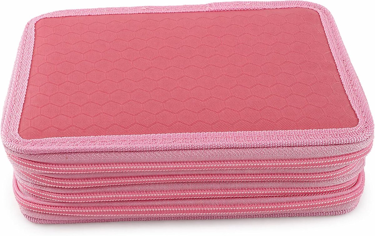 Pennenetui met 72 sleuven – Grote capaciteit, 4 compartimenten, Oxford stof penorganizer voor studenten en tieners, roze