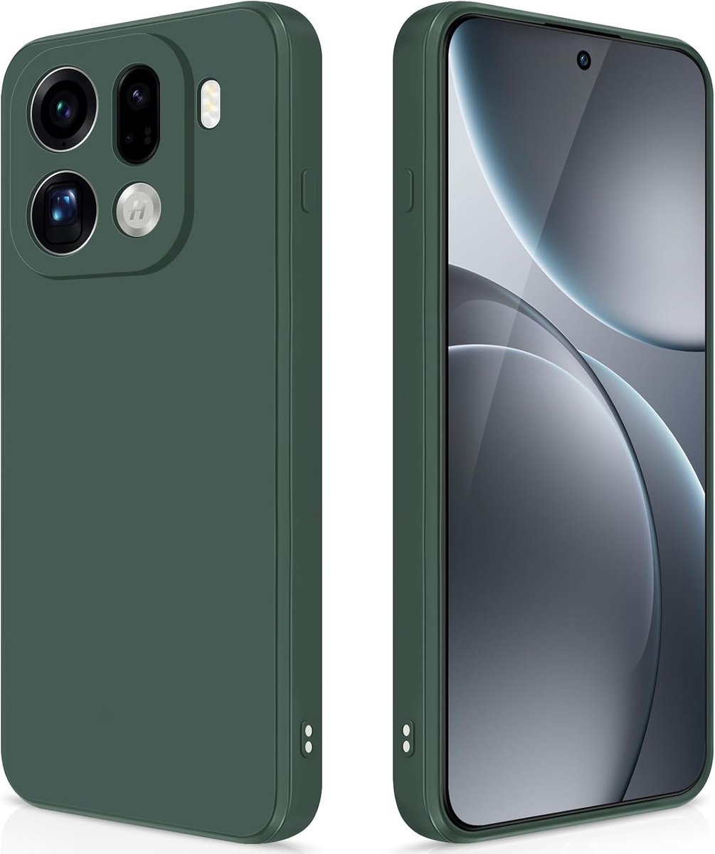 Hoesje voor Oppo Find X9 Pro, Zijdezachte Volledig Lichaam Siliconen Case, Schokbestendige Beschermhoes met Microvezel Voering (Groen)