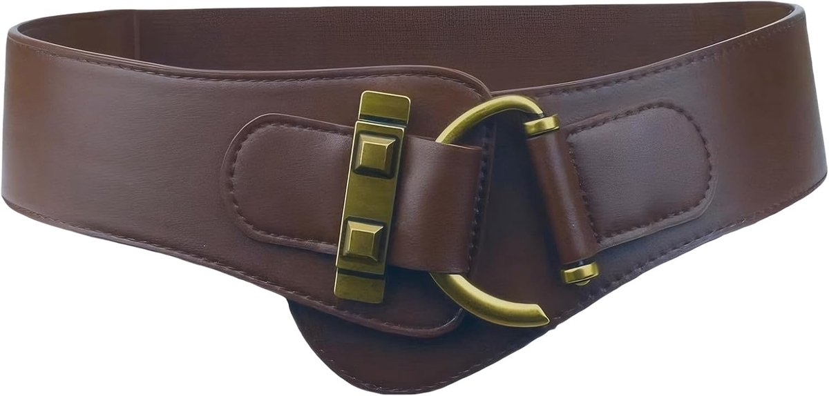 Elastische riem met haaksluiting, elastische tailleband voor jurken, mantels, truien en donsjacks, koffie