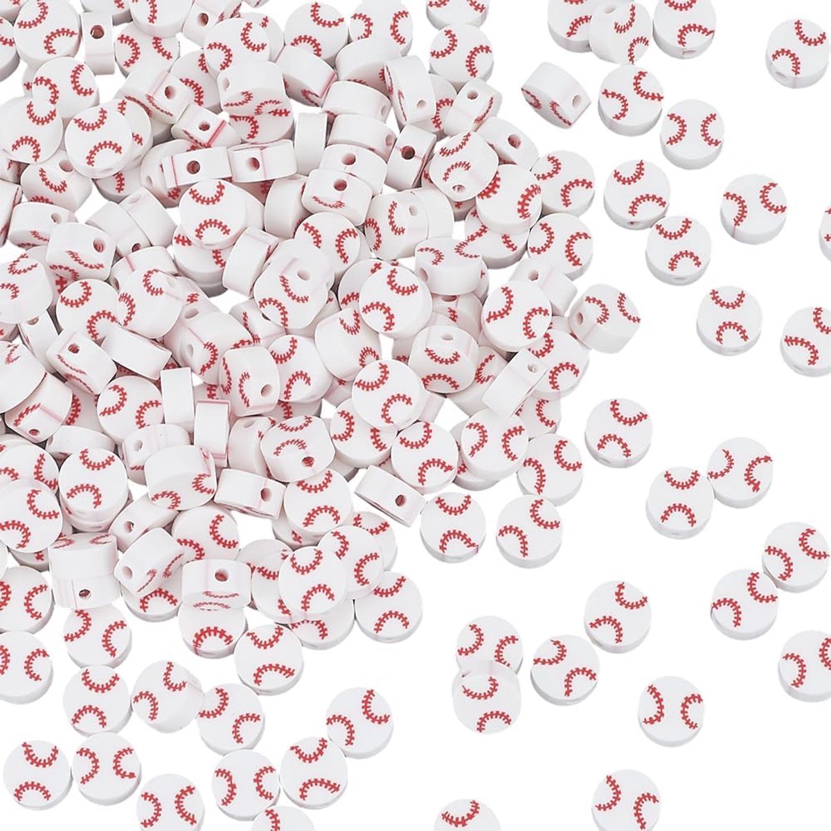 Kralen met kleine gaatjes Kerstmis witte platte ronde vorm sportballen spacer losse kraal charme bulk voor sieraden maken kettingen armbanden