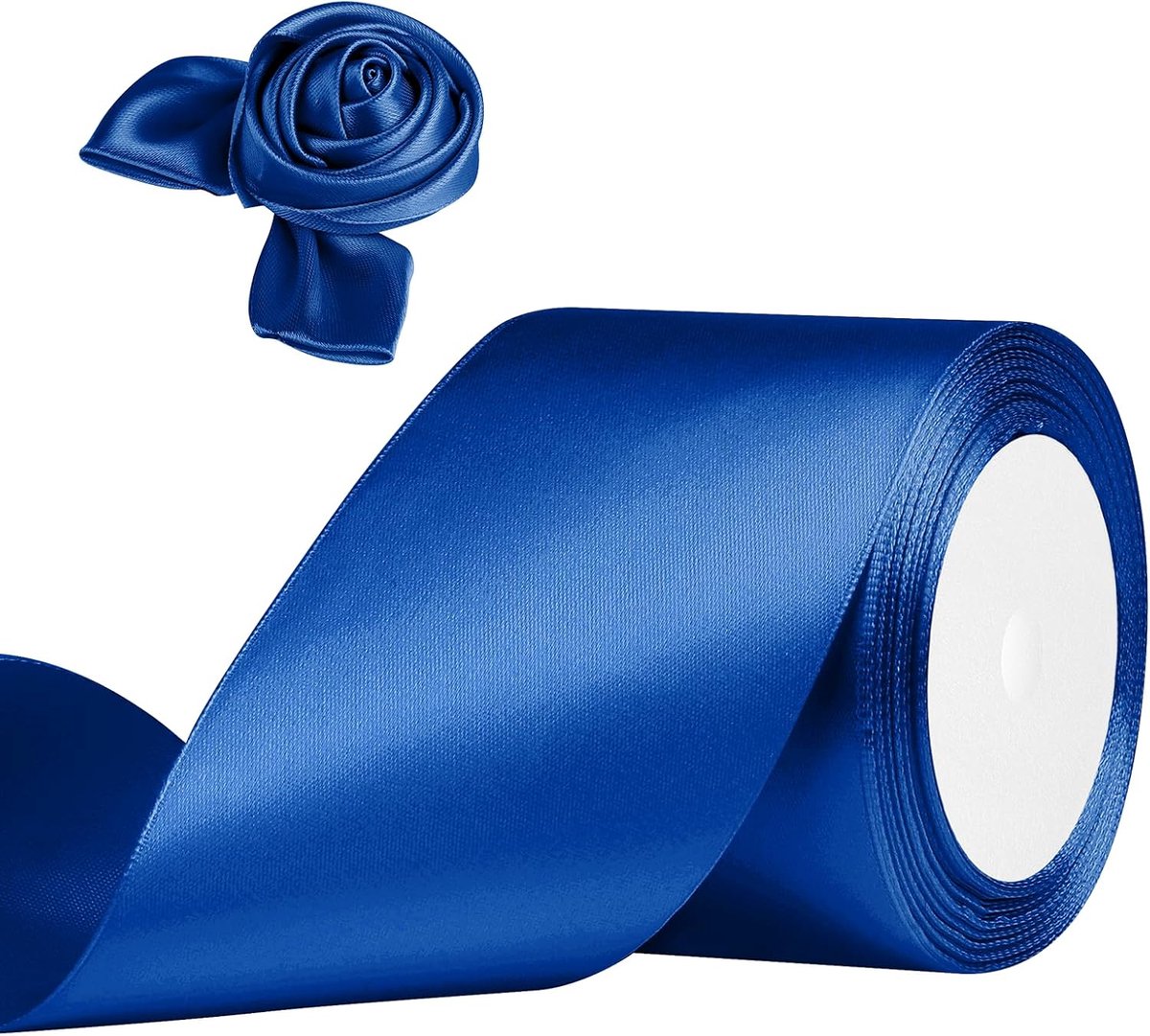 Blauw, 75 mm x 23 m, satijnen lint, blauw, strikband, geschenklint, satijnen linten voor geschenkverpakkingen, knutselen, doe-het-zelf, naaien, vrijgezellenfeestdecoratie