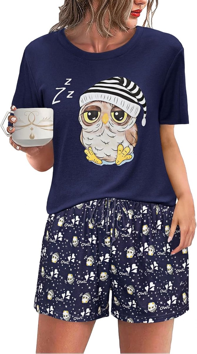 Pyjamaset voor dames, katoen, korte mouwen, winterpyjama, bovendeel en broek, zachte nachtkleding voor dames