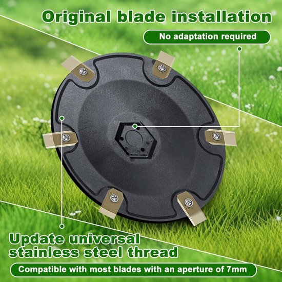 6-delige messenschijven, compatibel met ECOVACS Goat O500, O800, O1200, G1-800, G1-2000, G1, robotmaaier, messenschijf, grasrobot, draaischijf, premium maaischijf van glasvezelversterkte — afbeelding 2