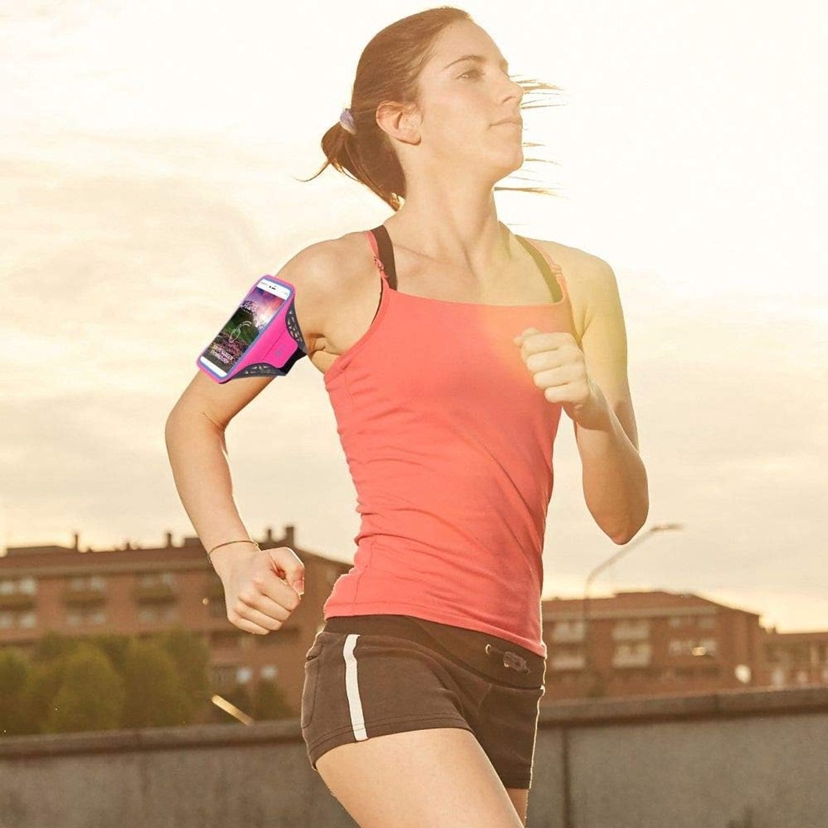 Hoes ultradunne armband sport wandelen hardlopen fitness fietsen sportschool voor BLU Studio J8 - roze