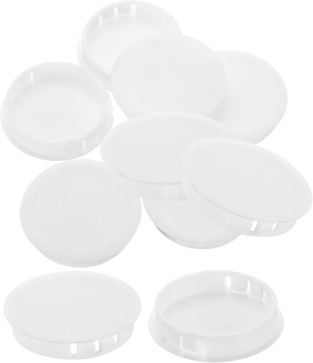 15 stuks kunststof gatstoppers, 50 mm (2 inch), ronde klikdoppen voor het inbrengen van meubels, paneeleinddoppen, wit