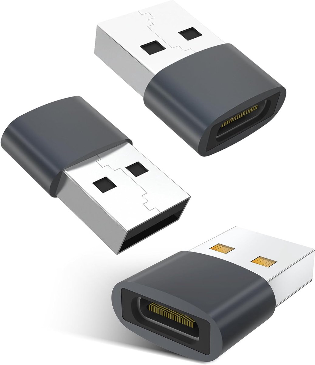 Adapter USB C naar USB (3 stuks) - USBC bus naar USB 2.0 stekker adapter type C naar USBA voor het overzetten van gegevens snel opladen, compatibel met iPhone 16 15 Galaxy S25 S24 iPad MacBook