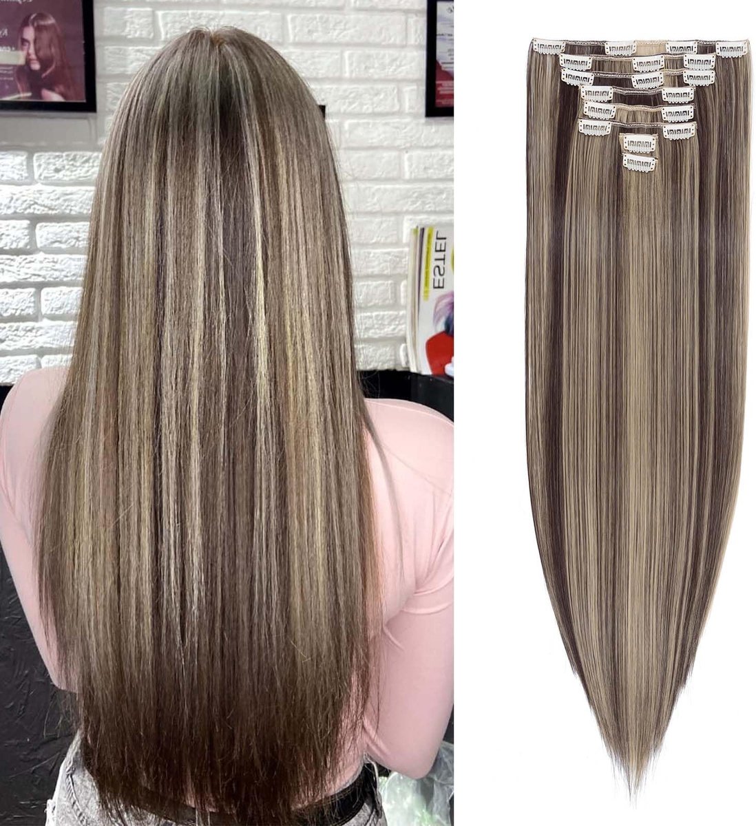Omgoods - Clip In Haarextensions Set met 8 Stukjes