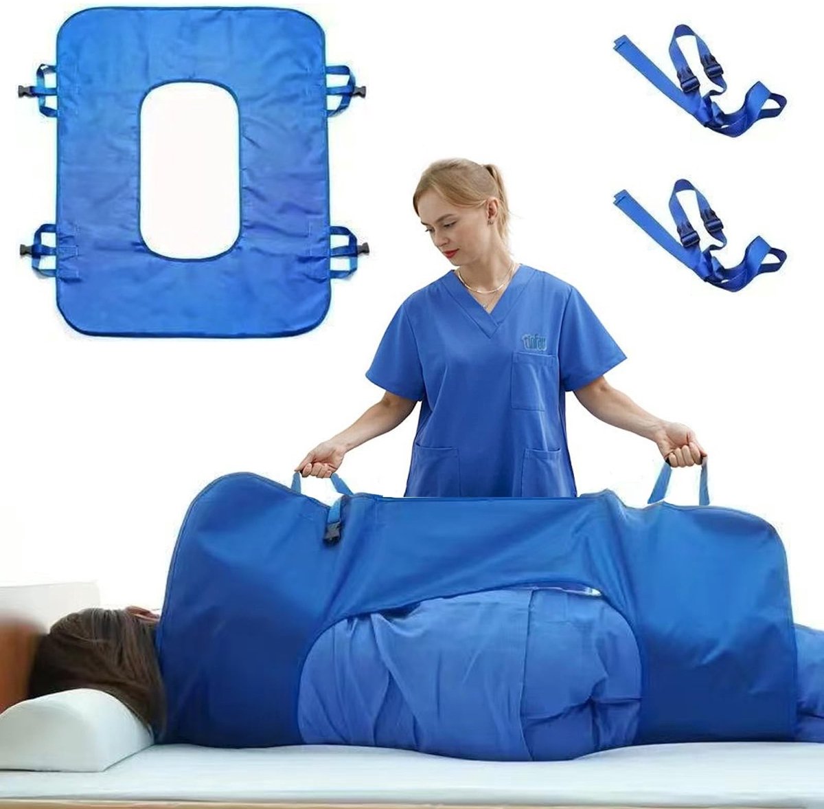 Omgoods - Multifunctioneel Glijdoek voor Patiënten met Versterkte Handgrepen