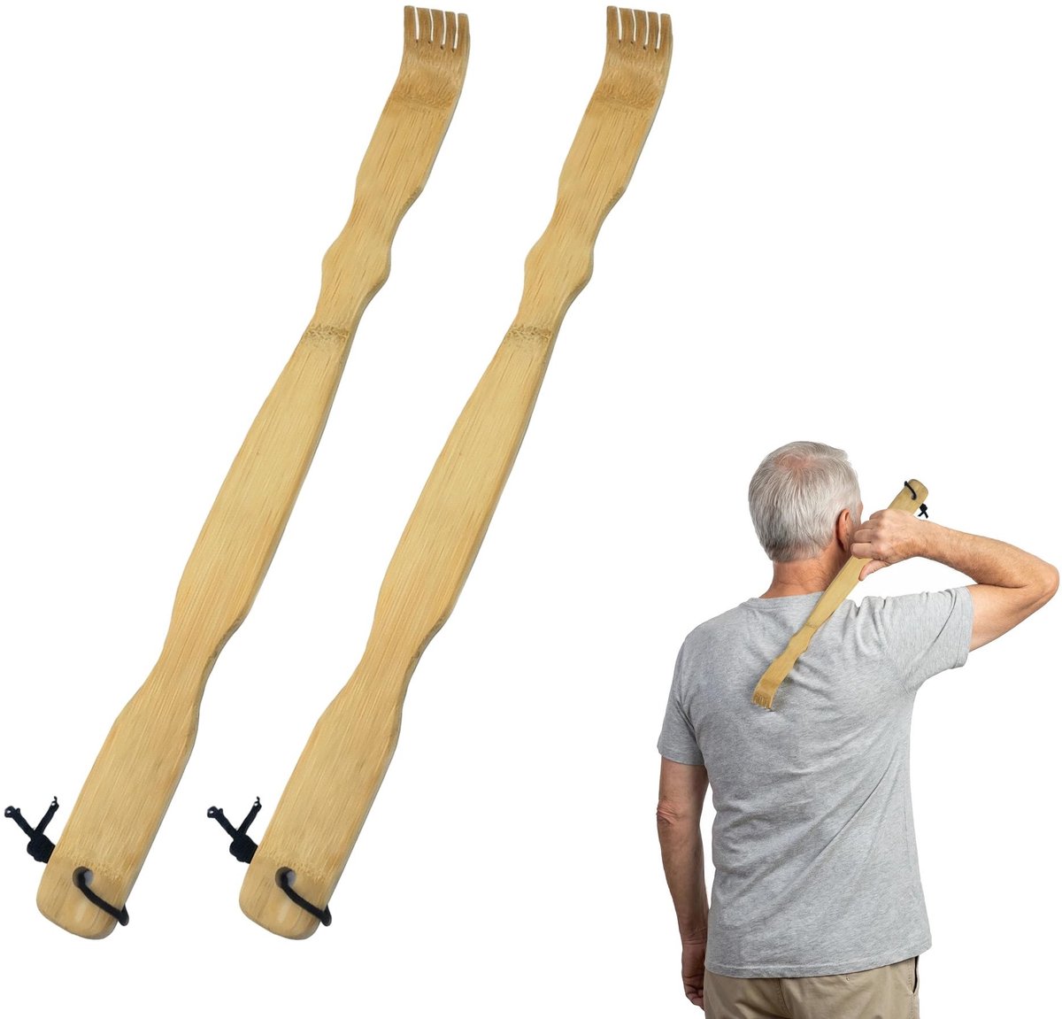 Omgoods - Set van 2 Houten Rugkrabbers, 43 cm Lang