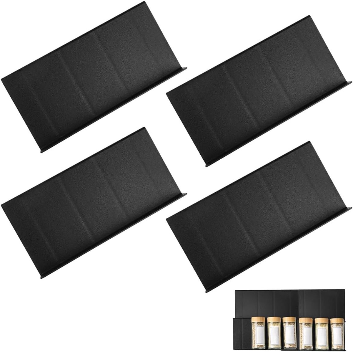 Opbergsysteem keukenkastjes - Zwart - 23 x 11,5 x 2,5 cm - PP Kruidenlade-organizer - Voor Keuken en Kasten