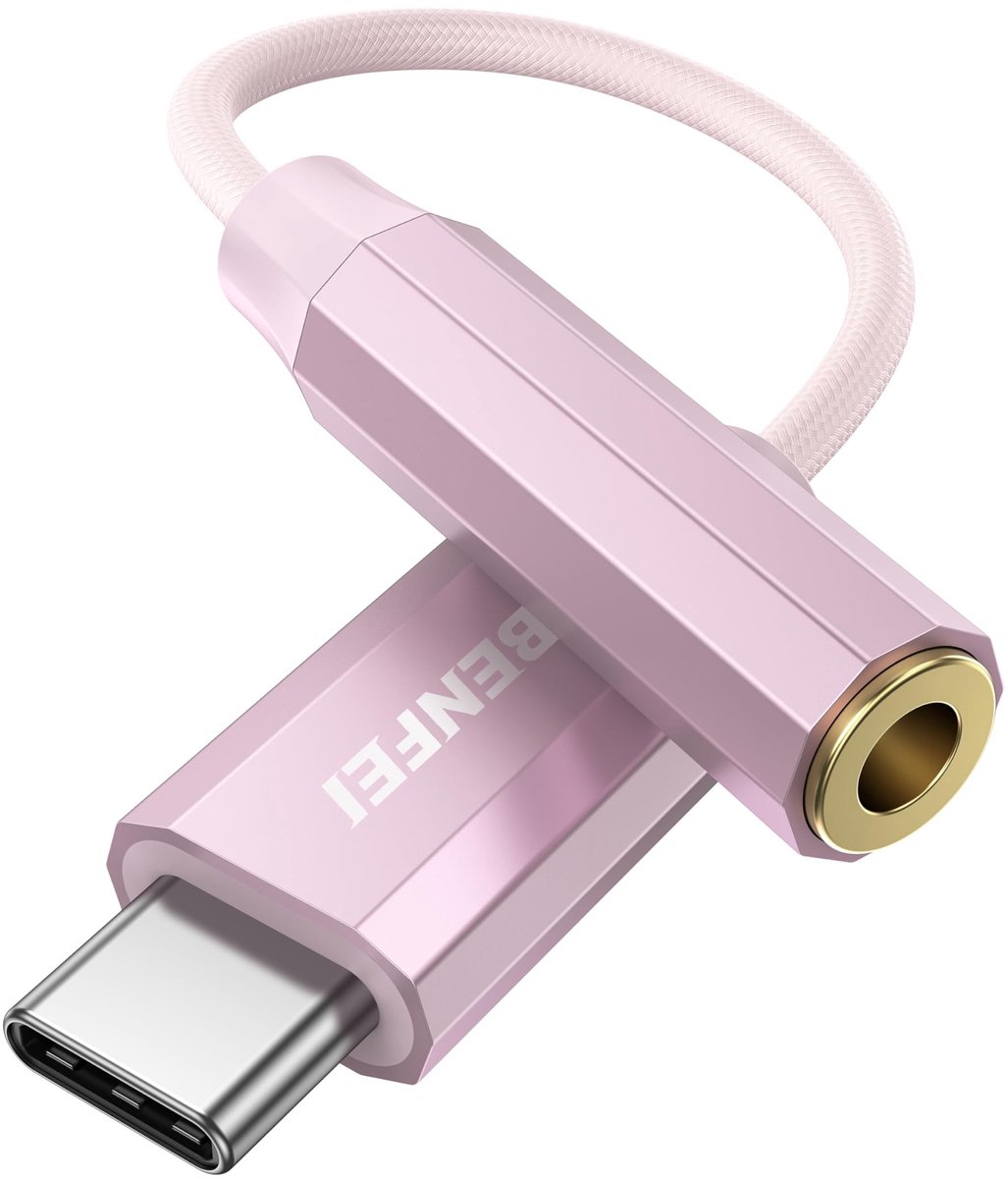 Omgoods - USB-C naar Audio Jack Adapter met DAC Chipset - Roze