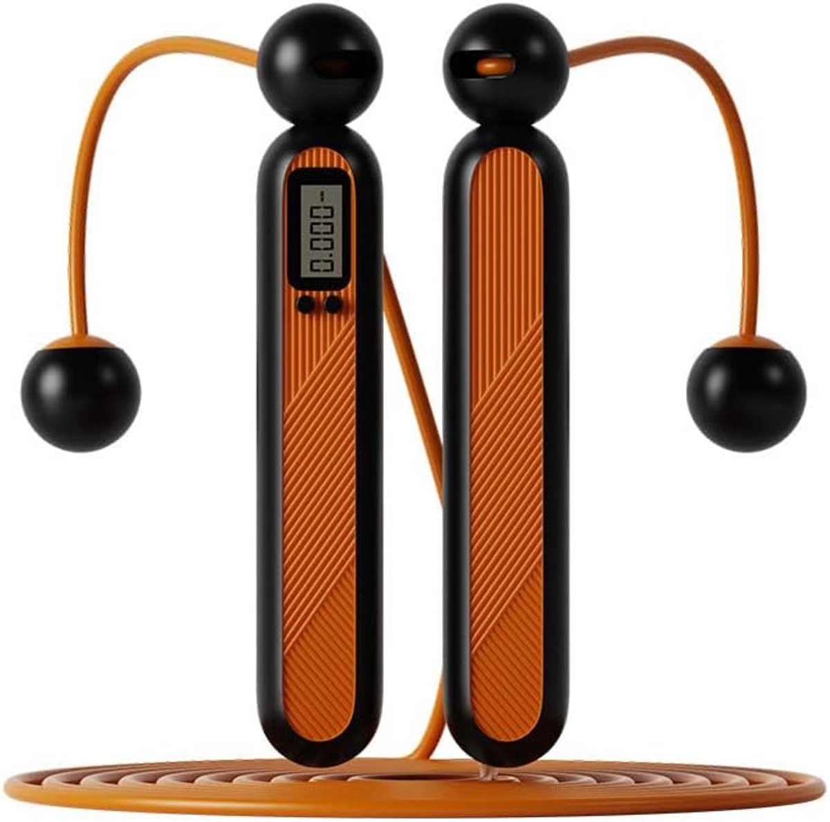 Springtouw Met Teller, Intelligent Gewogen Springtouw Met Kogellagers En Antislip Handgrepen, Verstelbaar Voor Training Fitnessoefeningen, Workout, Fitness, Oranje
