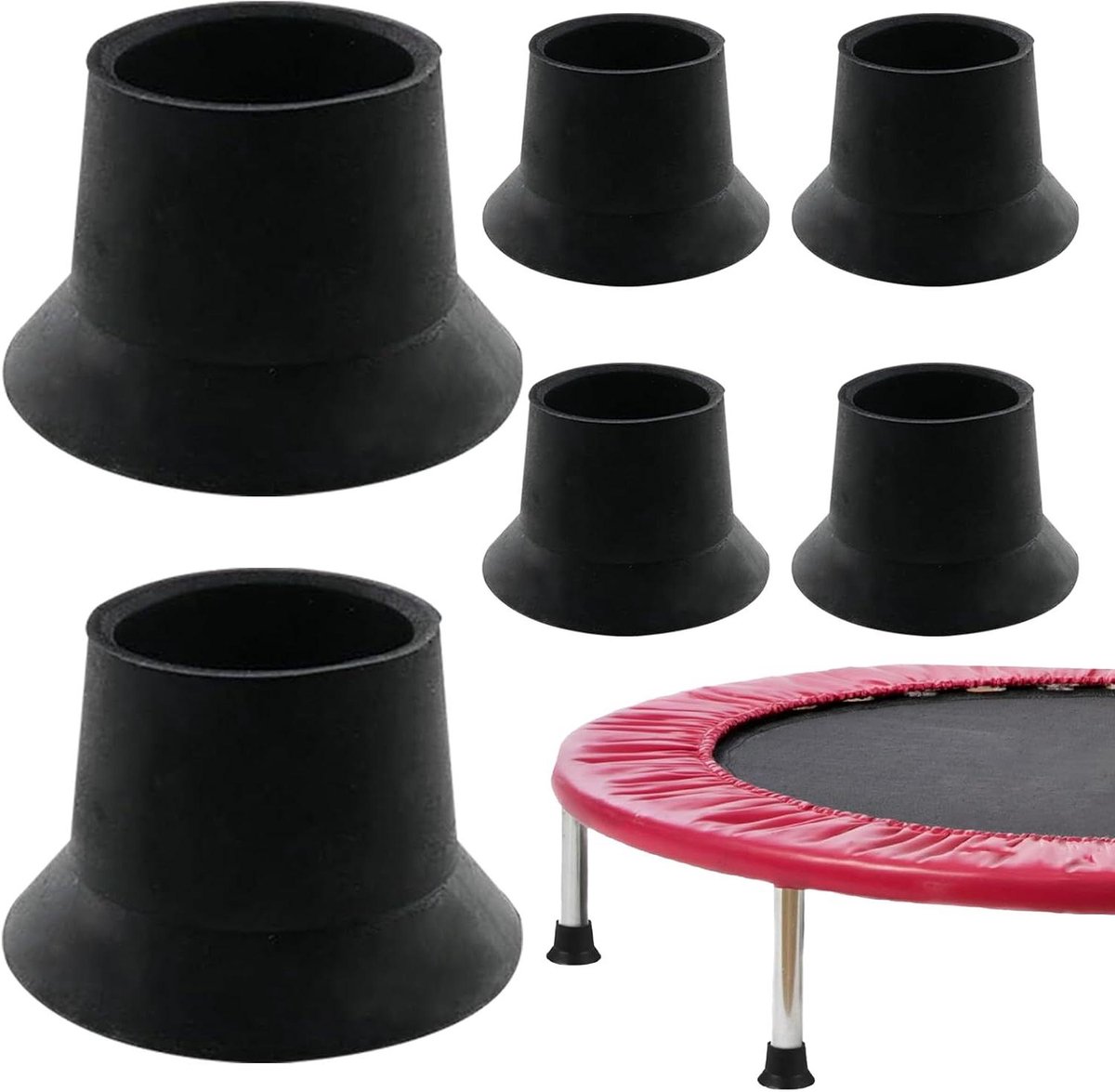 Trampoline Pootdoppen - Vervangende Poten Beschermers - Vloer Beschermen - Antislip en Geluidsdempend - 6 stuks - Zwart