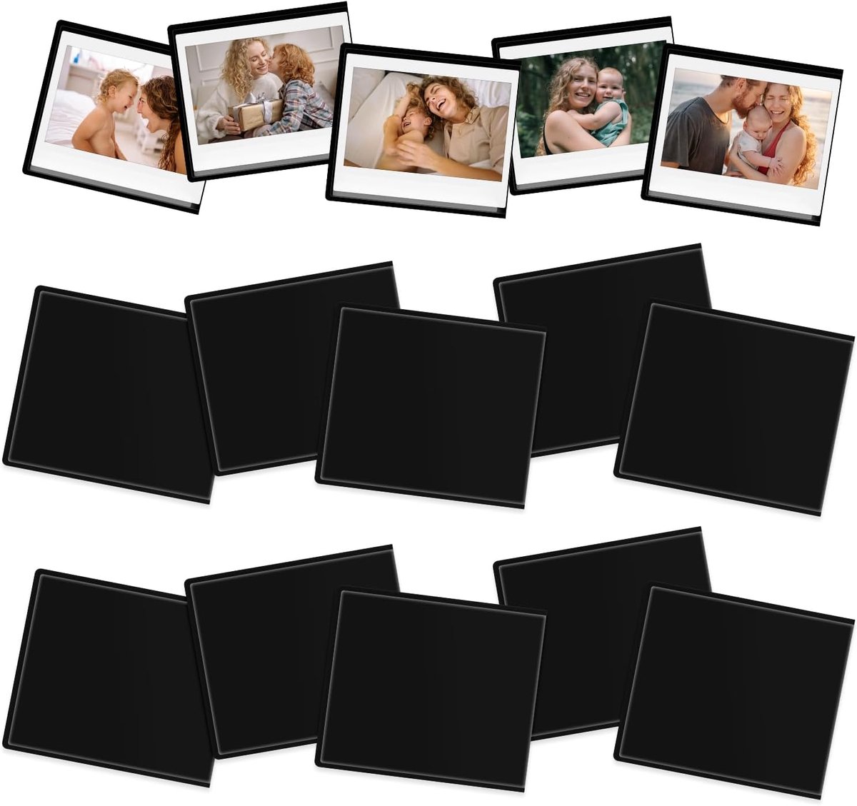15x Zwart Magneet Fotolijst - Magnetisch wissellijst voor foto's - Voor 3 inch Magnetische fotolijsten - Voor koelkast of andere niet metalen oppervlakken