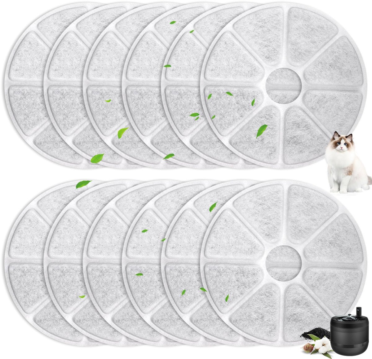 Casalora® 12 Verpakkingen Filter-Kattenfontein Compatibel met Philips PAW3210/02 Drinkfontein voor Katten - Filters Drinkfonteinen Katten, Actieve Koolvervangingsfilters voor Schoon en Vers Drinkwater