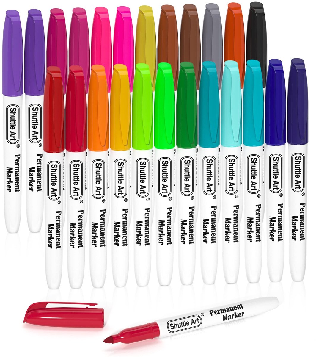 SolidKeus - 24 Kleurige Permanente Markers met Fijne Punt voor Doodles en Tags