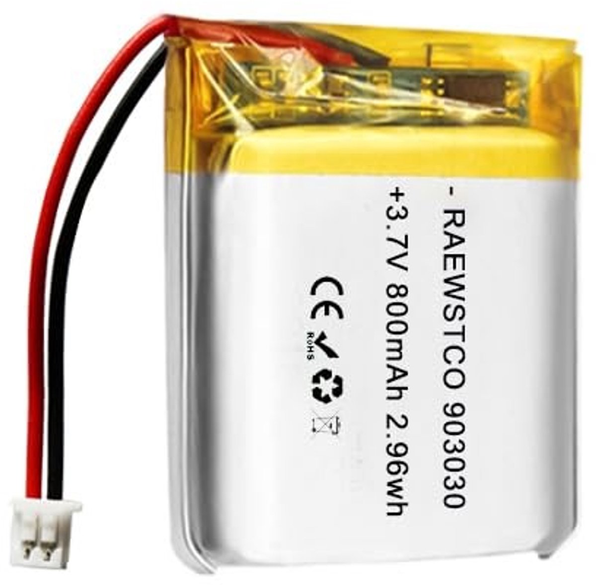 SolidKeus - Polymeerbatterij 3,7 V 800 mAh voor Walkietalkies en Bluetooth-luidsprekers