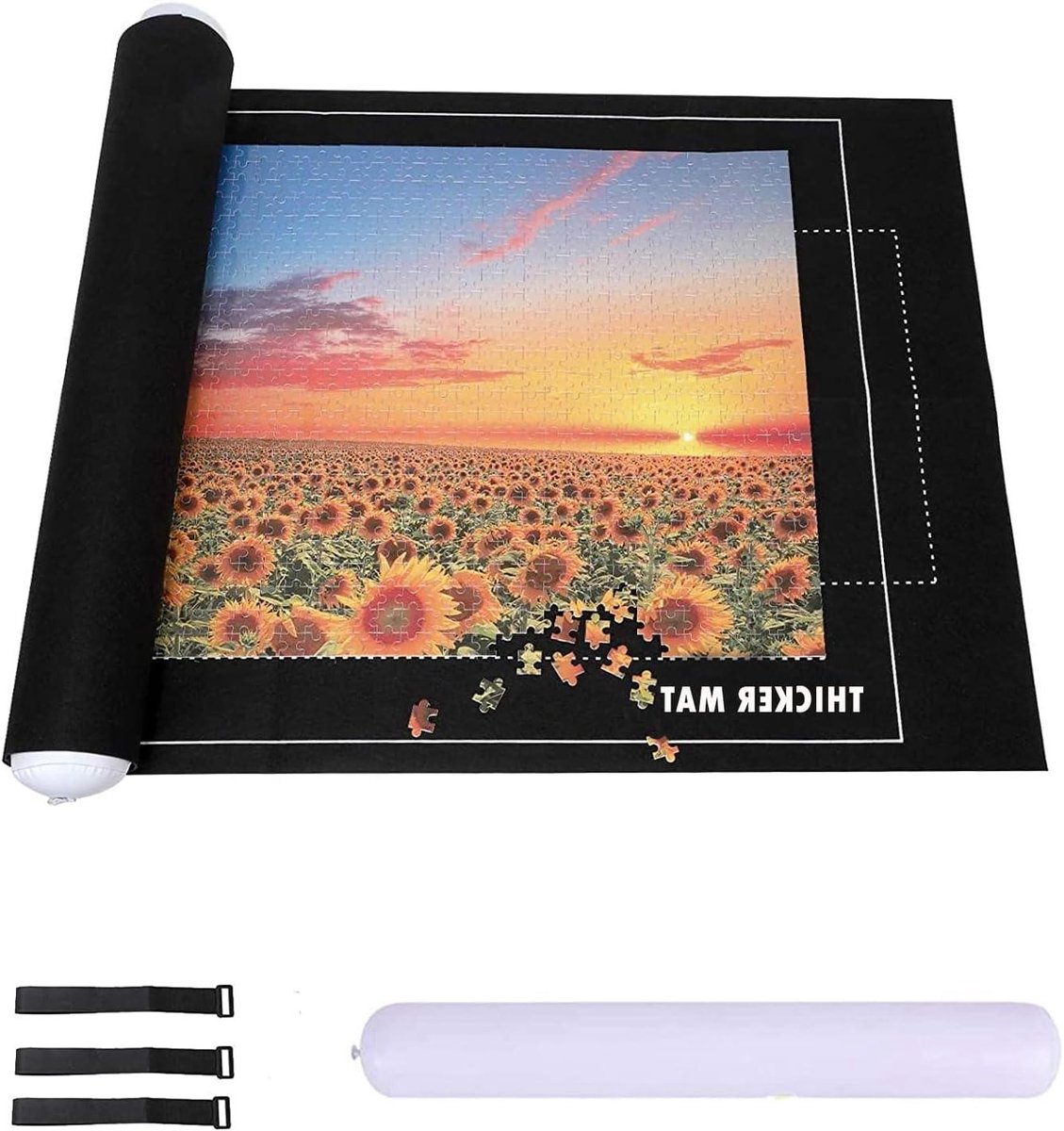 Puzzelmat - Oprolmat - Puzzels bewaren - Antislip vilt - 100 x 140 cm - Zwart