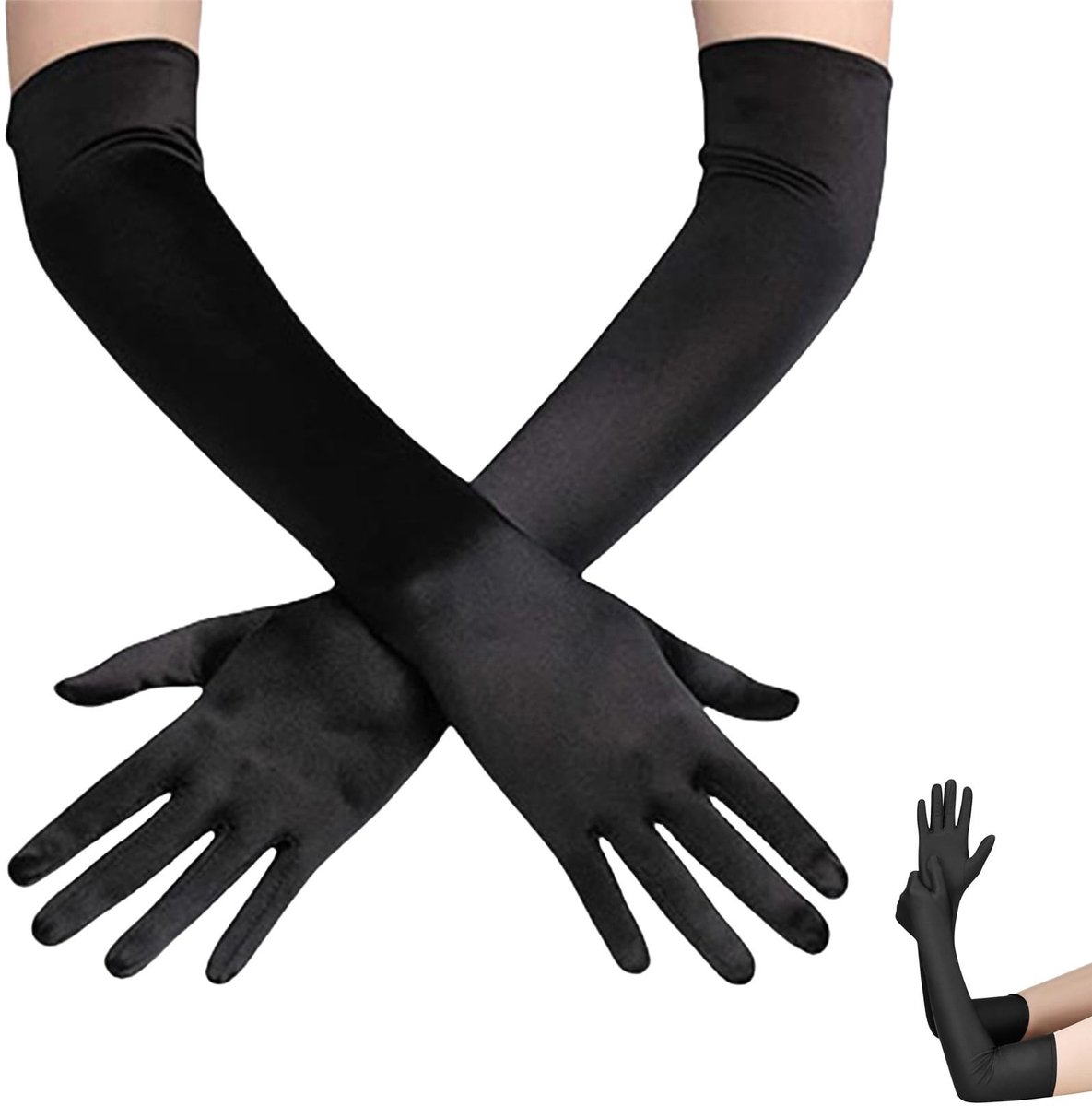 SolidKeus - Lange Zwarte Handschoenen voor Feestjes