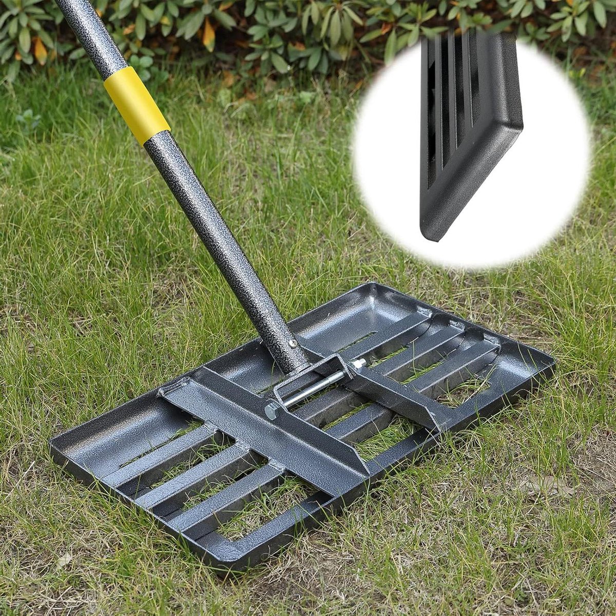 Gras Egaliseerhark - Tuinhark Vlak - Bodem Egaliseren - Verstelbare Steel - 157 cm - Zwart
