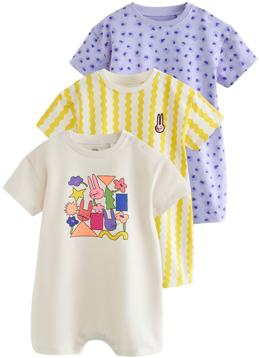 Next - Meisjes - Set van 3 babyrompers met knopen - Roze