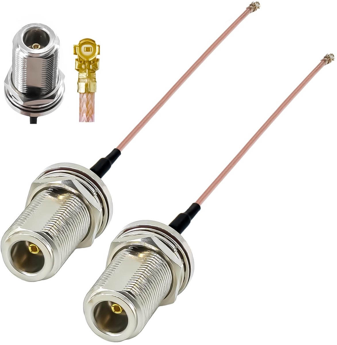 SolidKeus - Set van 2 Coaxkabels RG178 N Type voor Draadloze Toepassingen