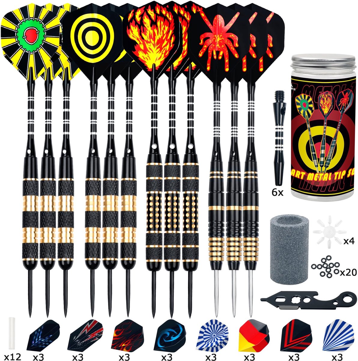 SolidKeus - Set van 12 Professionele Darts met Metal Tip