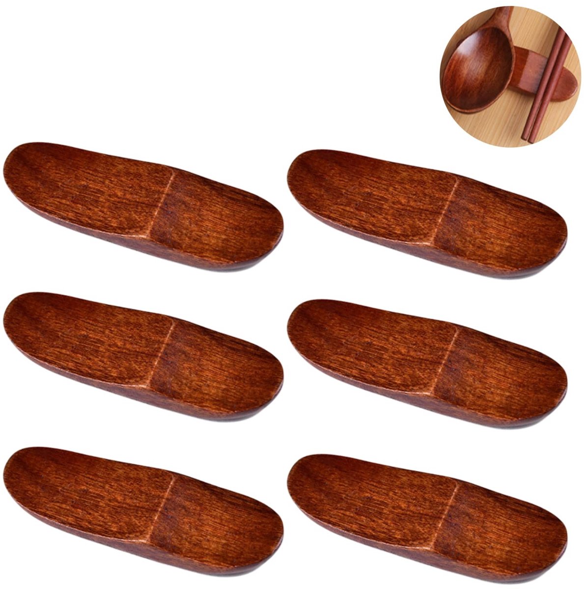SolidKeus - Set van 6 Natuurlijke Houten Steun voor Eetstokjes