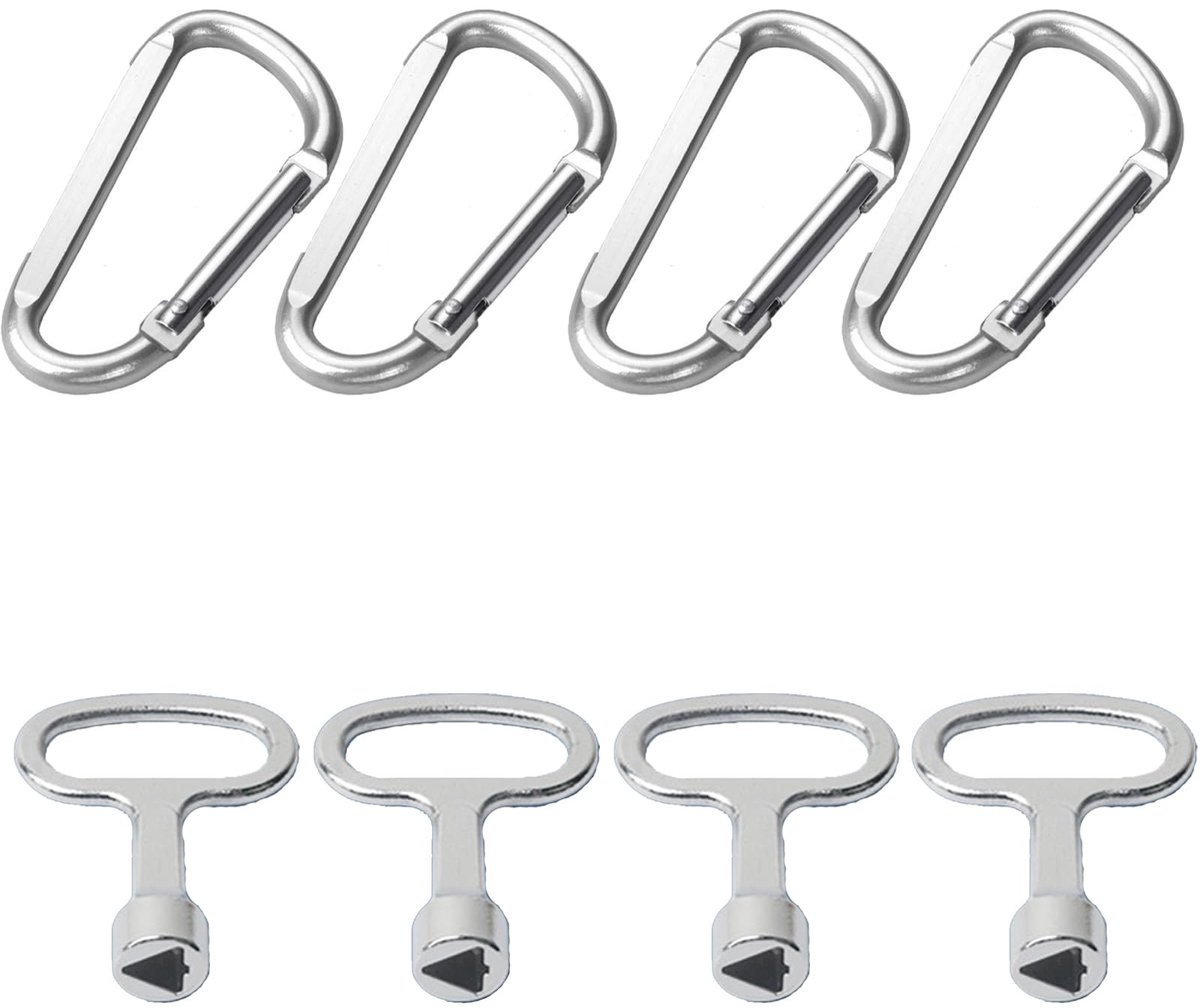 SolidKeus - Set van 4 Driehoek Sleutels met Carabiners voor Radiatoren