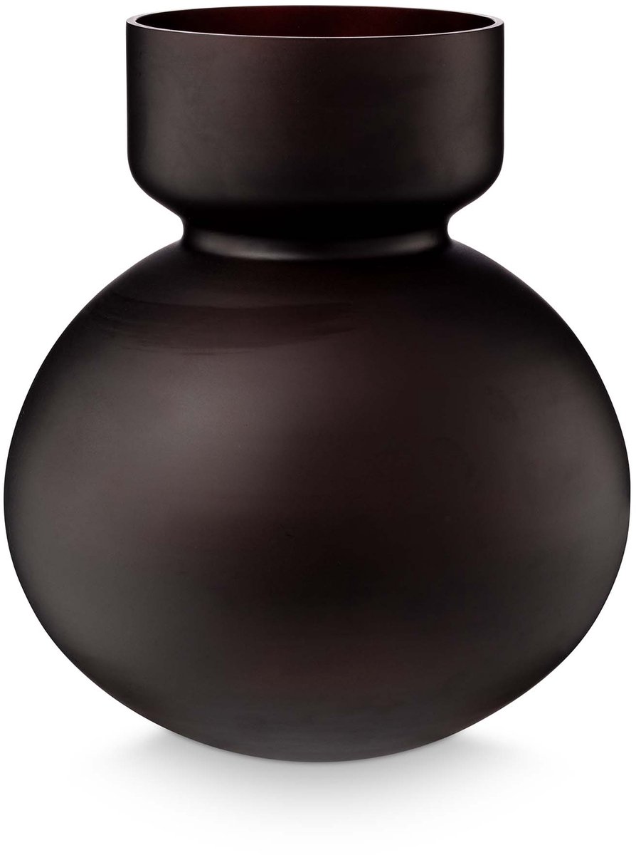 vtwonen - Vaas Rond - Glas - Chocoladebruin - 23x26 cm