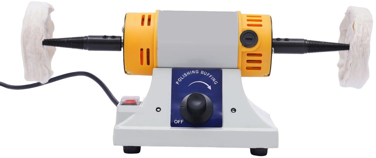 Hutjemutje - polijstmachine - tafelslijper - polishing machine - sieraden polijstmachine - dubbele polijstkop - 320W Motor - antislip