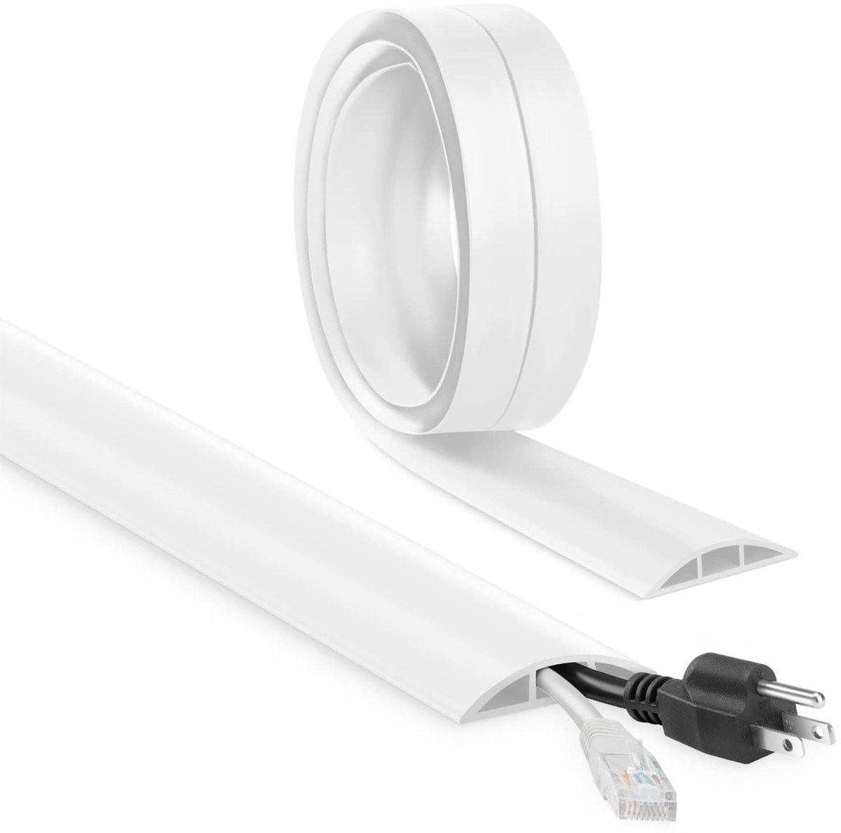Dailygoods - Flexibele zelfklevende vloerkabelgoot - 3 m x 30 mm x 10 mm, voor het verbergen en beschermen van kabels, voor thuis, kantoor, school, magazijn (3 m, grijs)
