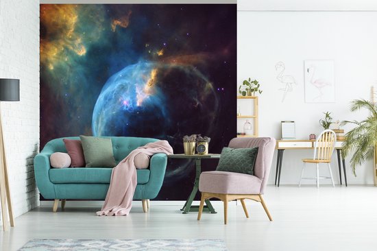 Papier peint - Papiers Papier peint photo Galaxy - Planète - Blauw - Largeur 240 cm x Hauteur 240 cm