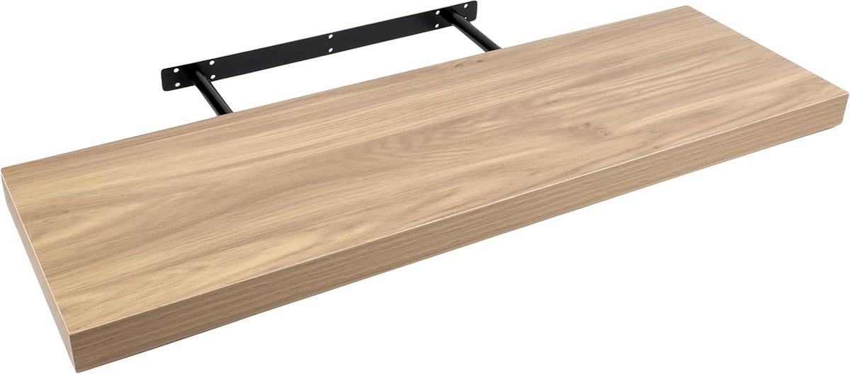 Zwevende wandplank eiken kleur, wandplank onzichtbare fixatie planken decoratief maximale belasting 25kg